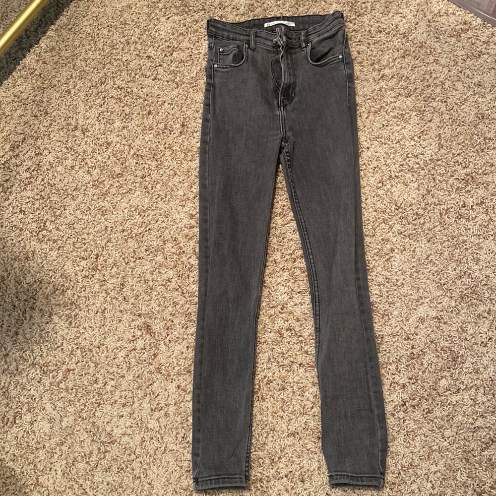 Size 4 black/grey Zara skinny jeans - trafaluc denim makers
